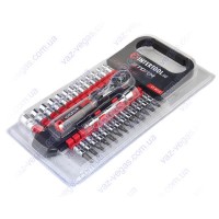 Набір головок 1/4 4-14 мм., TORX, PH, HEX, SL, подовжувач, рукоятка з храповим механізмом 72 зуби, 28 од.