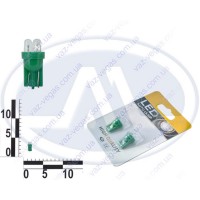 Лампа W3W 12В 3Вт W2,1x9,5d, подсветка панели приборов, безцок. бол. зел. LED, к-т